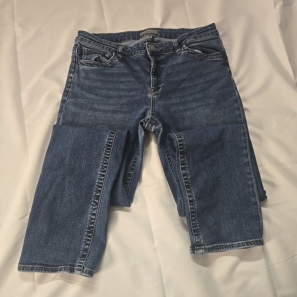 Kut From The Kloth Acid Wash Distressed Jeans 12 Dark Faded Blue Denim 5 Pocket